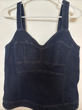 White House Black Market Dark Blue Denim Overall-Style Women's Top